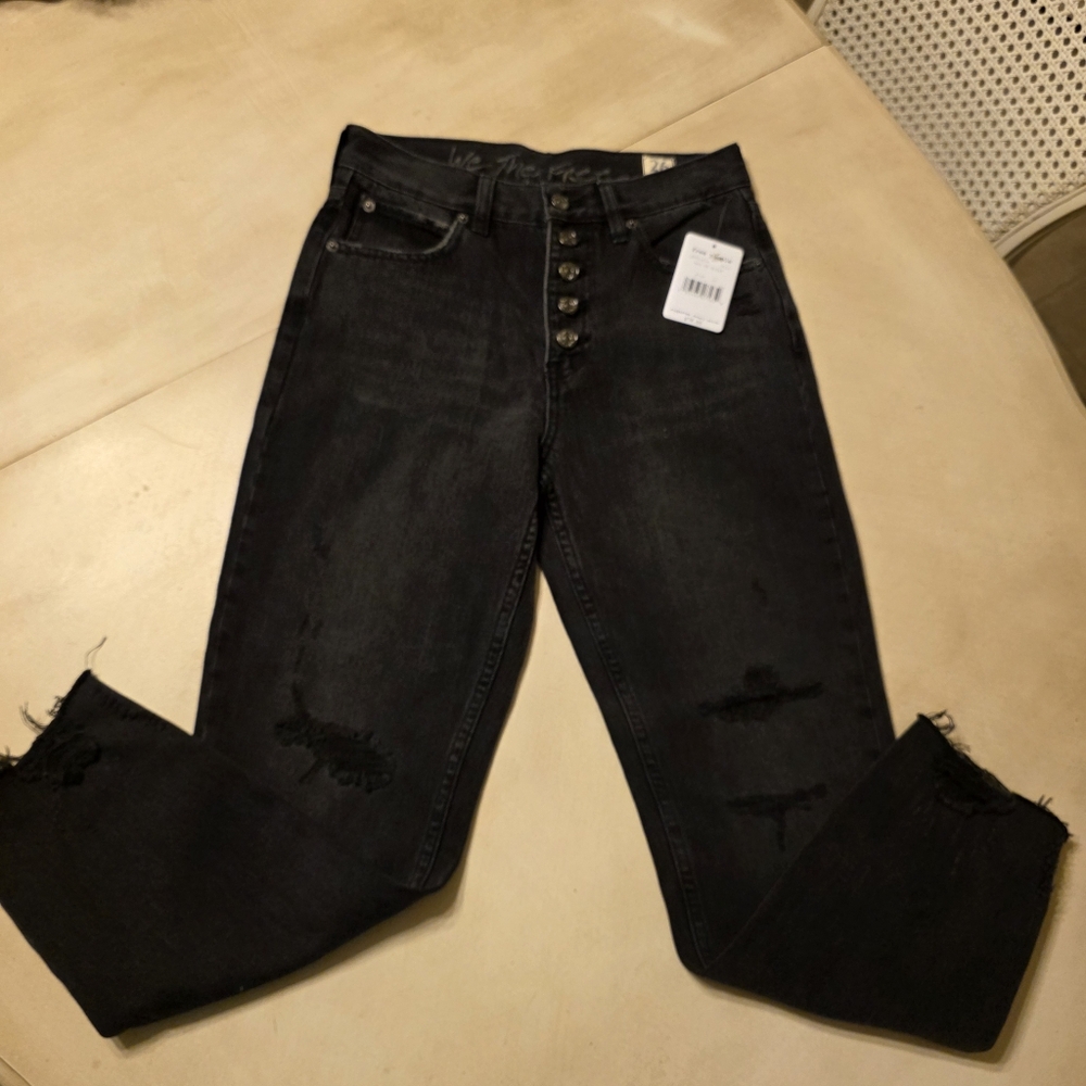 NWT Free People We The Free Blossom Rigid Denim Jeans Size 26 High Rise Straight - Picture 8 of 16